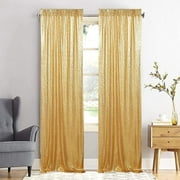 WISPET Gold Sequin Backdrop Curtains 2 Panels 4FTx8FT Glitter Gold Photo Backdrop Drapes Party Wedding Baby Shower