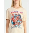 thumbnail image 4 of Spider-Man Women's Graphic Print Washed Tee with Short Sleeves, Sizes XXS-XXL, 4 of 5