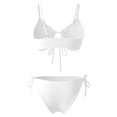 thumbnail image 5 of Women's Triangle Bikini Set Tie Front Top Two Side Tie High Waist Bottom Two Piece Swimsuit For Beach(White,S), 5 of 6