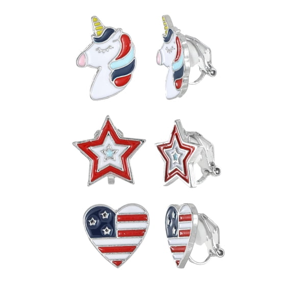 Way to Celebrate Americana Patriotic Clip-On Earring Set