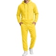 thumbnail image 3 of Hearthz Men's Sweatshirt Suit 2 Piece Outfit Drawstring Elastic Jogging Suit Hooded Set Solid Color Athletic Mens Sweatsuit Yellow XL, 3 of 9