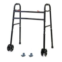 AireMed Bariatric Walker with 5" Wheels – Folding Walker Skis Glides Included - Extra Wide 600 lb Capacity - Adjustable Height 