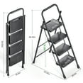 thumbnail image 3 of BEHERZT 4 Step Ladder, Sturdy Portable Metal Ladder for Home, 500lbs Capacity Folding Step Stool with Wide Pedal for Adults, Black, 3 of 6