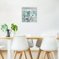 thumbnail image 3 of Farmhouse Floral Wall Art for Living Room, Teal and White Daisy Flower and Butterfly on Rustic Wood Board Canvas Wall Art Framed Artwork Ready to Hang for Bathroom Bedroom Decor,12L X 12W Inches, 3 of 6