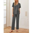 thumbnail image 2 of Ekouaer Womens Button-Down Pajama Set Soft Short Sleeve Sleepwear with Long Pants, 2 of 4