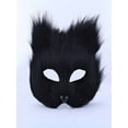 thumbnail image 3 of 2025 Halloween Plush Half-Face Mask & Tail Keychain Set - Lifelike Animal Mask for Men/Women, Comfortable Fancy Dress Accessory for Halloween , Masquerade Parties,Black, 3 of 13