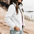 thumbnail image 6 of Smsaxvxz Women's Lamb Wool Warm Jacket Fashion Solid Long Sleeve Full Zip Coats Fall Winter Tops with Pockets White M, 6 of 7