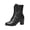 Black, variant on Womens Front Lace Up Combat Ankle Booties, Round Toe Chunky Block Heel Short Boots, Faux Leather Fashion Dress Boots