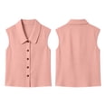 thumbnail image 4 of yardsong Women's Tank Tops Sleeveless Button Down Peter Pan Collared Shirts Casual Loose V Neck Blouses for Business Work Pink,M, 4 of 7