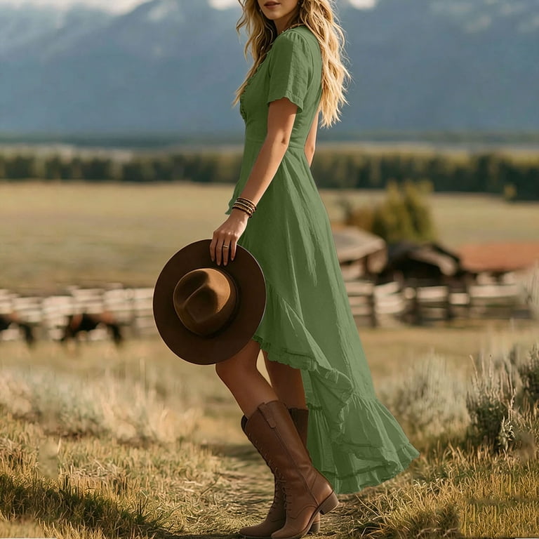 green flowy summer dress EMERY ROSE Elegant Green Summer Dress For Women,Draped V-Neck Batwing Sleeve Tie-Waist Maxi Slit Dress,Long Flowy Holiday Vacation Outfits