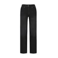 thumbnail image 4 of Wyobmus Women Plus Size Ribbed Jeans High Waisted Wide Leg Jeans Strechy Casual Loose Pull-On Denim Pants with Pockets Fashion Trendy Trousers F-Black, 4 of 4