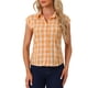 thumbnail image 1 of Camisa de botones de cuadros con cuello de punta y mangas cortas para mujer INSPIRE CHIC XL Naranja, 1 of 6