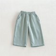 thumbnail image 6 of Ticikt Kids Corduroy Pants, Elastic Waist Solid Color Loose Wide‑Leg Trousers, Casual Straight Bottoms for Boys Girls,Mint Green, 6 of 7