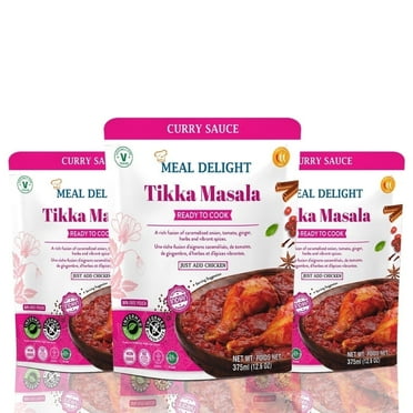 Meal Delight Ready to Cook Tikka Masala Simmer Sauce, 20 Minute Authentic Indian Curry, 12.6 oz (Pack of 3)