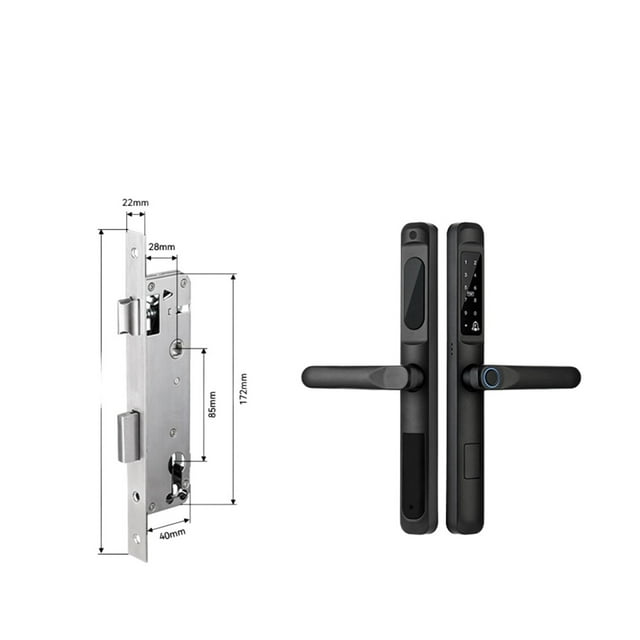 Tuya App Waterproof Smart Door Lock Aluminum Biometric Lock Fingerprint Door Handle Digital Keyless Lock For Glass Sliding ,More Secure