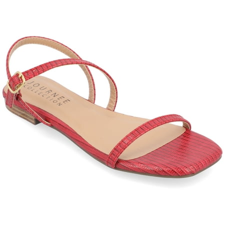 

Journee Collection Womens Crishell Textured Material Sling Back Stacked Heel Sandals