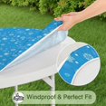 thumbnail image 5 of Blue Christmas Snowflake Pattern Round Fitted Tablecloth with Elastic Edge,Dining Table Cover Waterproof,Outdoor Round Tablecloth for Camping,Dining,Indoor and Outdoor, 5 of 7
