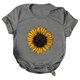 thumbnail image 1 of Gibobby Playera de Manga Corta con Cuello Redondo Blusa manga corta con cuello redondo y estampado girasol talla grande para mujer(Gris,M), 1 of 5