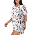 thumbnail image 2 of Bixox Women's Tulips Flowers Printed Pajama Set 2 Piece Lounge Set Top and Shorts Soft Pajamas, Shorts with Pockets, 2 of 7