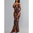 thumbnail image 3 of Gupgi Robe Longue Florale Sans Manches Robe Moulante à Bretelles Spaghetti Élégante, 3 of 8