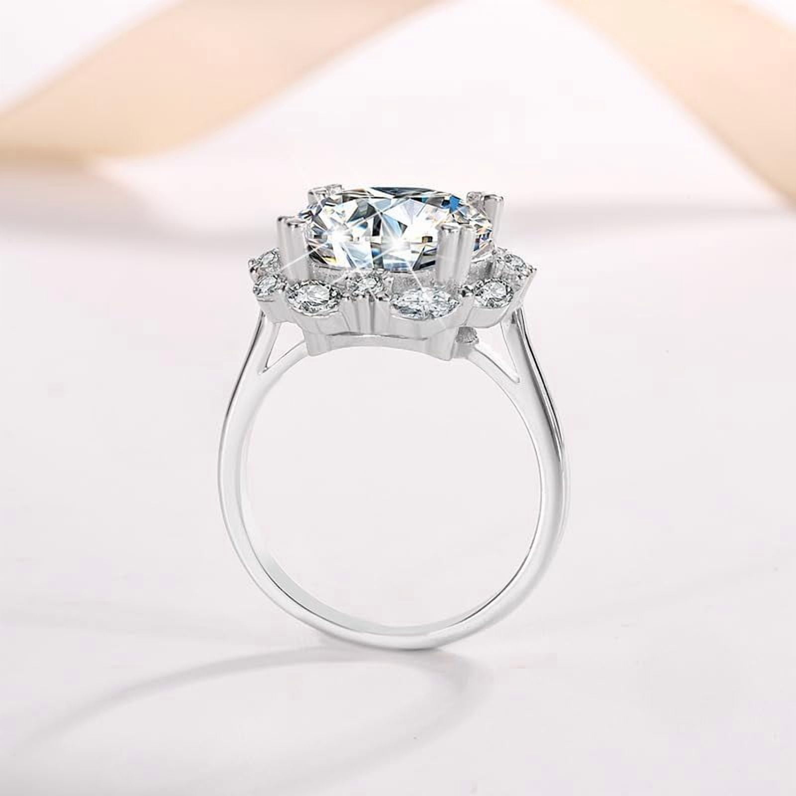 5 Carat Moissanite Engagement Rings for Women Sterling Silver Moissanite Women's Diamond Ring Moissanite Ring for Women Lab Grown Diamond Wedding Rings Women's Promise Rings