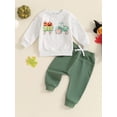 thumbnail image 5 of Aojekbee Baby Boy Halloween Outfits Long Sleeve Pumpkin Tractor Print Sweatshirt + Trousers Set Toddler Fall Clothes, 5 of 10