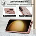 thumbnail image 6 of ELEHOLD Samsung Galaxy S22 Plus Wallet Case, Flip Card Slots Magnetic Button Kickstand Function Non-Slip Wristband Crossbody Shoulder Strap for Samsung S22+ Fashion Leather Case,Rosegold, 6 of 8