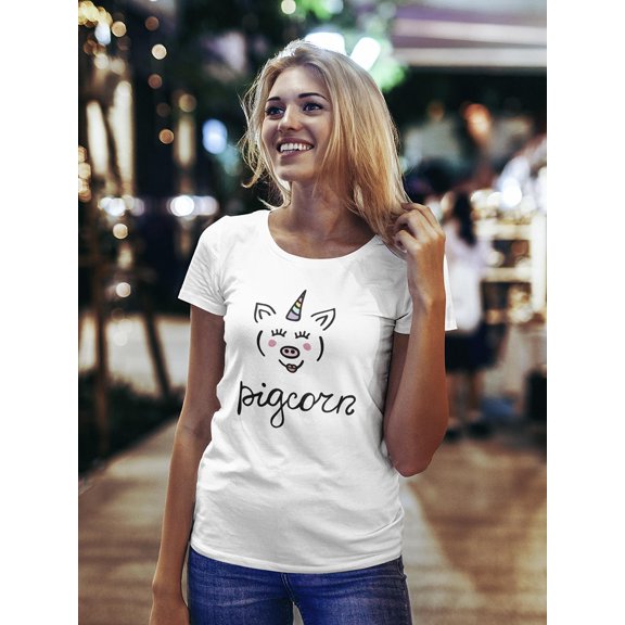 Cute & Funny Magical Pigcorn T-Shirt Women -Image by Shutterstock, Female Medium