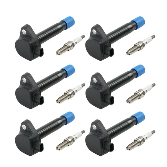 NAVOROGE 6Pcs Ignition coils 6Pcs Iridium Spark Plugs for Honda Pilot 2009-2015 UF624 97390