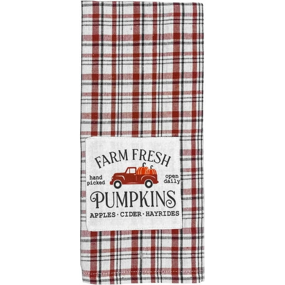Black Duck Brand Fall Harvest Collection Oven Mitt, Pot Holder and Kithen Towels Set, Farmhouse Farm Fresh Pumpkins Truck Decoration Flour Sack Dish Towel (Towels; 2 Pack)