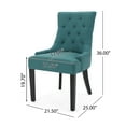thumbnail image 6 of GDF Studio Maggie Contemporary Tufted Dining Chairs, Set of 2, Dark Teal Fabric and Espresso, 6 of 12