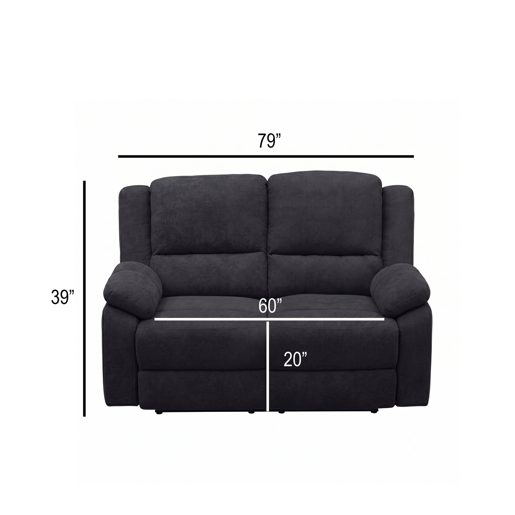 Black 2-Seat Reclining Loveseat - Modern Microfiber Couch