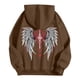 thumbnail image 3 of MHFRRA Sudadera con Capucha Informal con Estampado de Alas de Ángel de Invierno, Sudadera con Forro Suave, Sudadera Acogedora con Bolsillo Frontal para Exteriores Marrón, 3 of 3