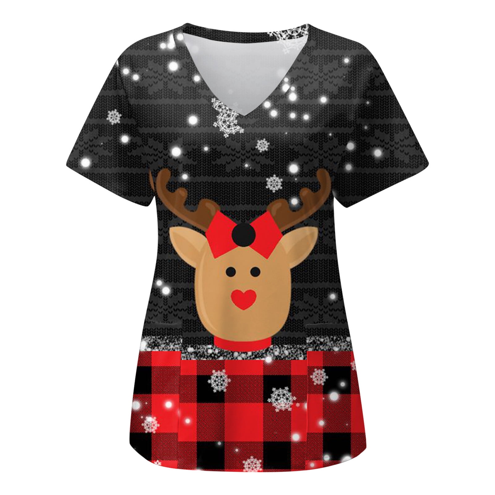 Christmas Scrubs Tops for Women Short Sleeve V Kuwait Ubuy