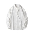 thumbnail image 1 of pstuiky camisa de manga larga para hombre, Ropa de trabajo holgada de color liso para hombre, con solapa suelta y manga larga top de hombre xxxxl, 1 of 3