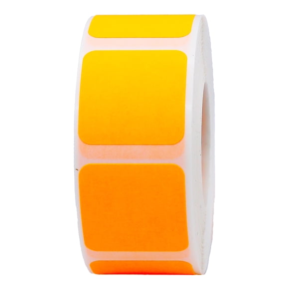 Fluorescent Orange Square Stickers | 1" Inch Square | 500 Pack