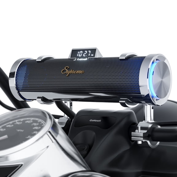 GoHawk RD88-S All-in-One Built-in Amplifier 300W Waterproof Bluetooth Motorcycle Stereo 6 Speakers Soundbar for Harley ATV 4 Wheeler Chrome