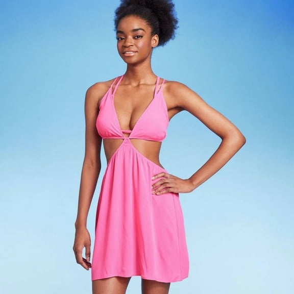 Women's Cut Out Cover Up Mini Dress - Wild Fable™ Pink L