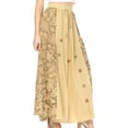 thumbnail image 3 of Sakkas Maran Women's Boho Embroidery Skirt with Lace Elastic Waist and Pockets - Mustard - Plus Size, 3 of 5