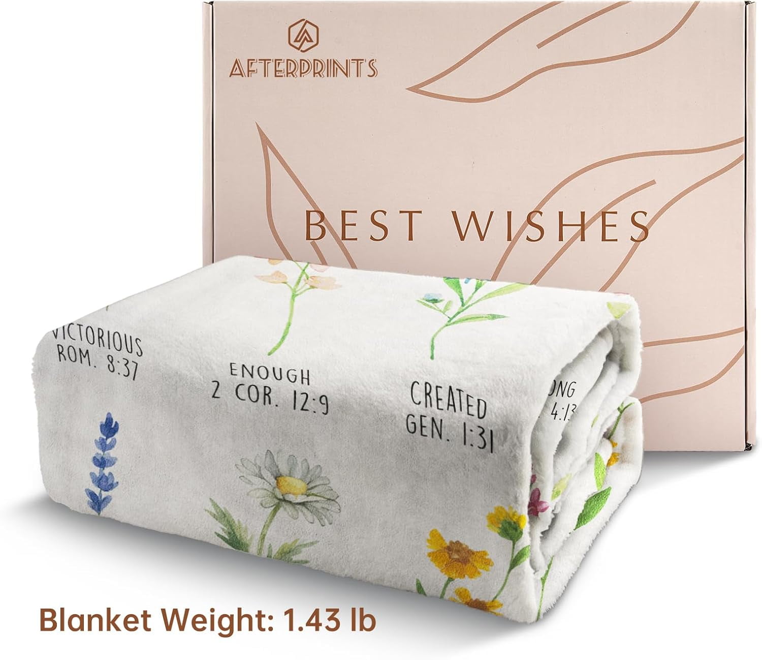 Afterprints Christian Gifts for Women Christian Blanket with Flowers Birthday Gifts for Women Inspirational Religious Gifts for Sister Friend Daughter Mom Soft Throw Blankets 50'' x 60''