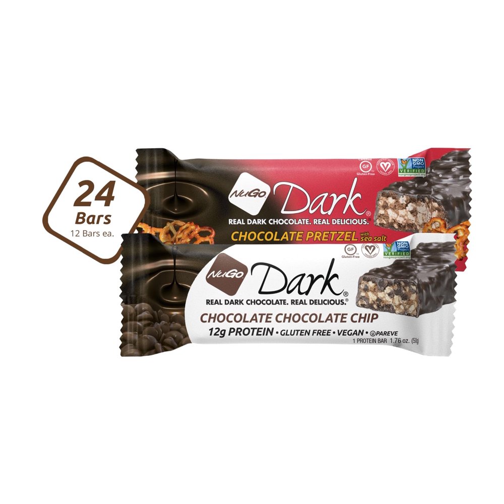 NuGo Dark Variety Chocolate Pretzel 12 bars & Chocolate Chocolate