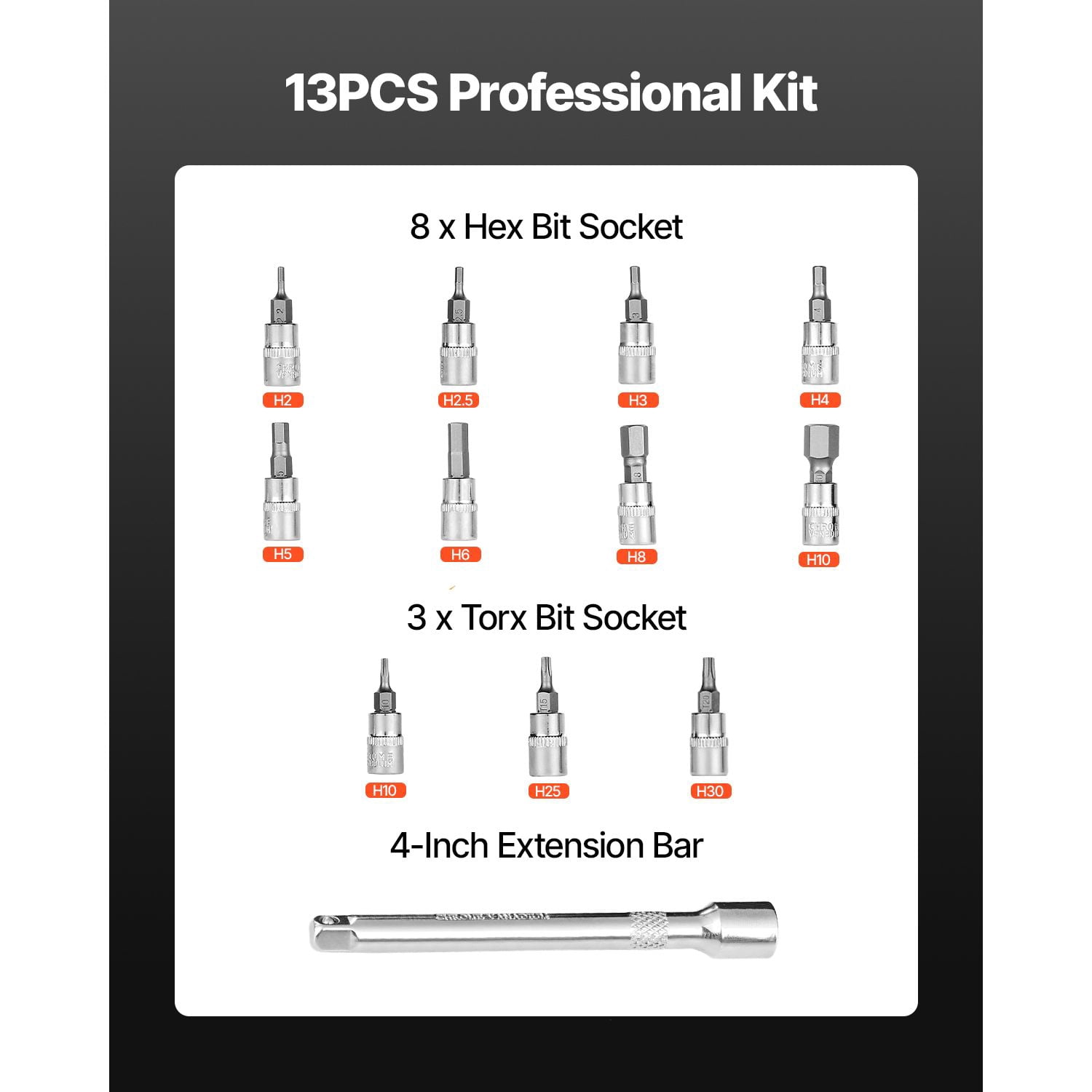 1/4 Inch Drive Click Torque Wrench Set – 20-200 in-lb (2.3-22.6 Nm) Precision Tool, 72-Tooth Gear for Smooth Operation – Orange Ergonomic Handle with Calibration Certificate