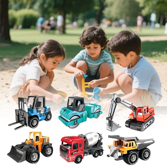 Education Alloy Construction Vehicle Set Mini Engineering Trucks with Smooth Gliding Wheels Excavator and Mixer Toy for Kids
