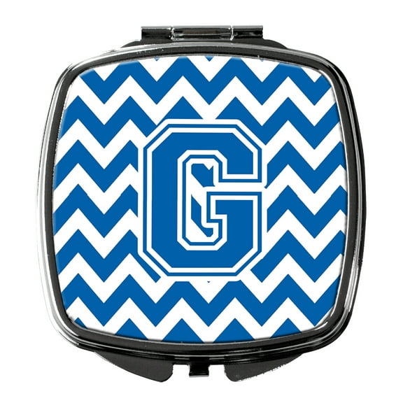 Letter G Chevron Blue and White Compact Mirror CJ1056-GSCM