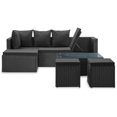 thumbnail image 3 of vidaXL 4 Piece Garden Lounge Set Black with Cushions Poly Rattan, 3 of 12