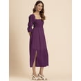 thumbnail image 3 of Moomaya Square Neck Chic Smocked Dress, Multi-Wear Style Midi Brunch Dress With Side Slit, 3 of 8
