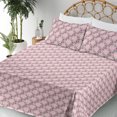 thumbnail image 3 of Ambesonne Floral Fitted & Flat Sheet with Sham 3 Pcs Set, Flowers Grid of Squares Rose, Twin XL, Pale Pink and Olive Green, 3 of 5