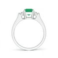 thumbnail image 2 of ANGARA Natural 1 Ct Emerald-Cut Emerald and Trapezoid Diamond Three Stone Ring in 14K White Gold for Women (Size-7x5mm) | May Birthstone, Anniversary, Jewelry Gift for Women | Natural Emerald Ring, 2 of 7