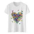 thumbnail image 5 of Women's T-shirts Women's Love Butterfly Printed Shirt Short Sleeve Round Neck T Shirt Fashion Top Lightweight Soft Casual Summer Clothing Clothes T-shirts, 5 of 5