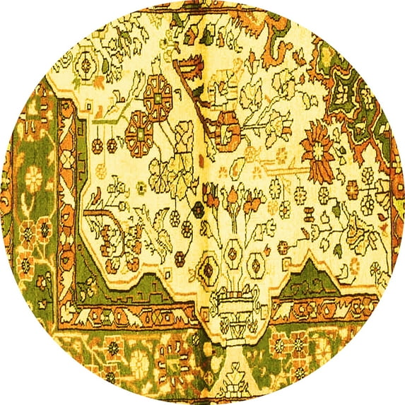 Ahgly Company Indoor Round Persian Yellow Traditional Area Rugs, 7' Round